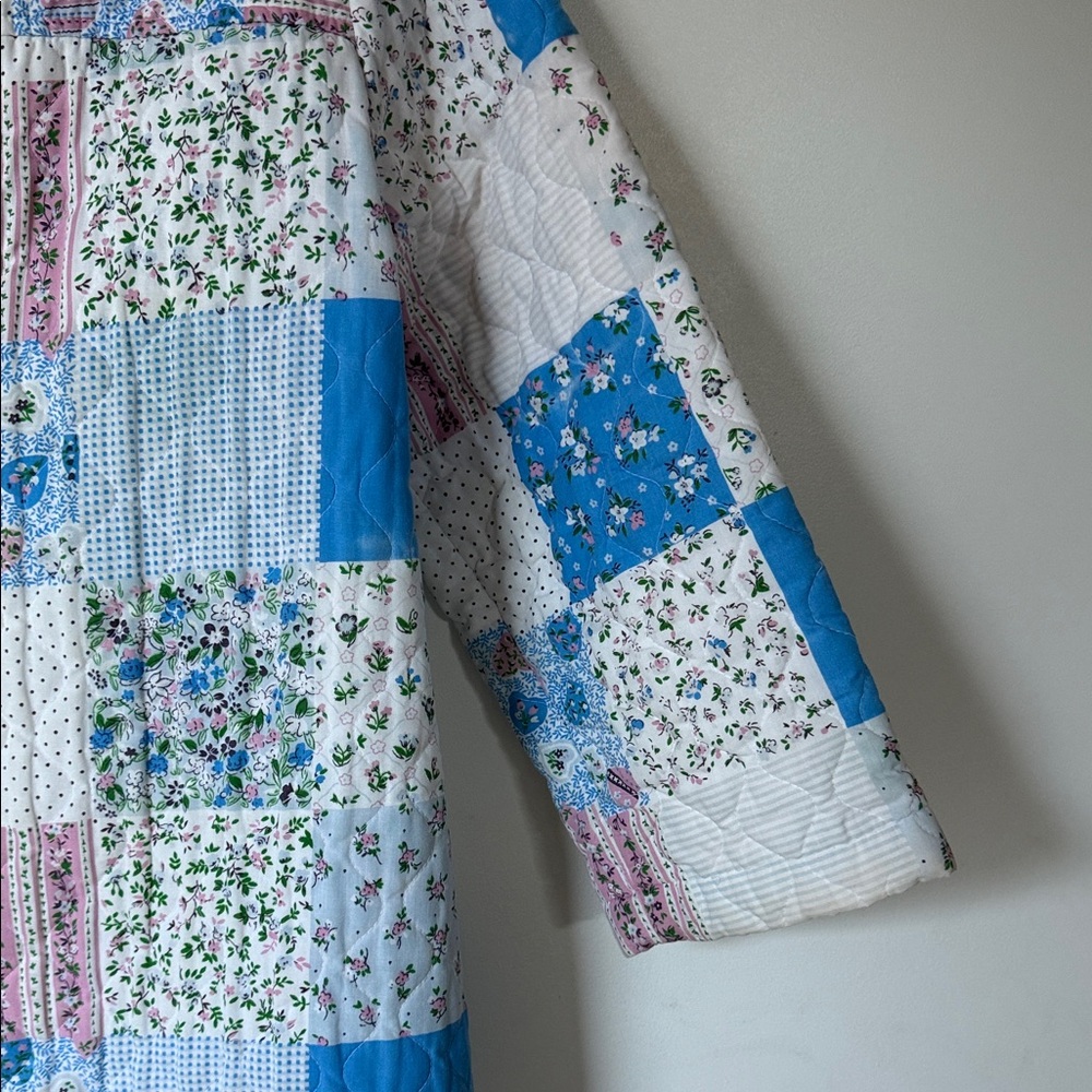 Vintage Patchwork Quilted Jacket - Blue And Pink - image 4